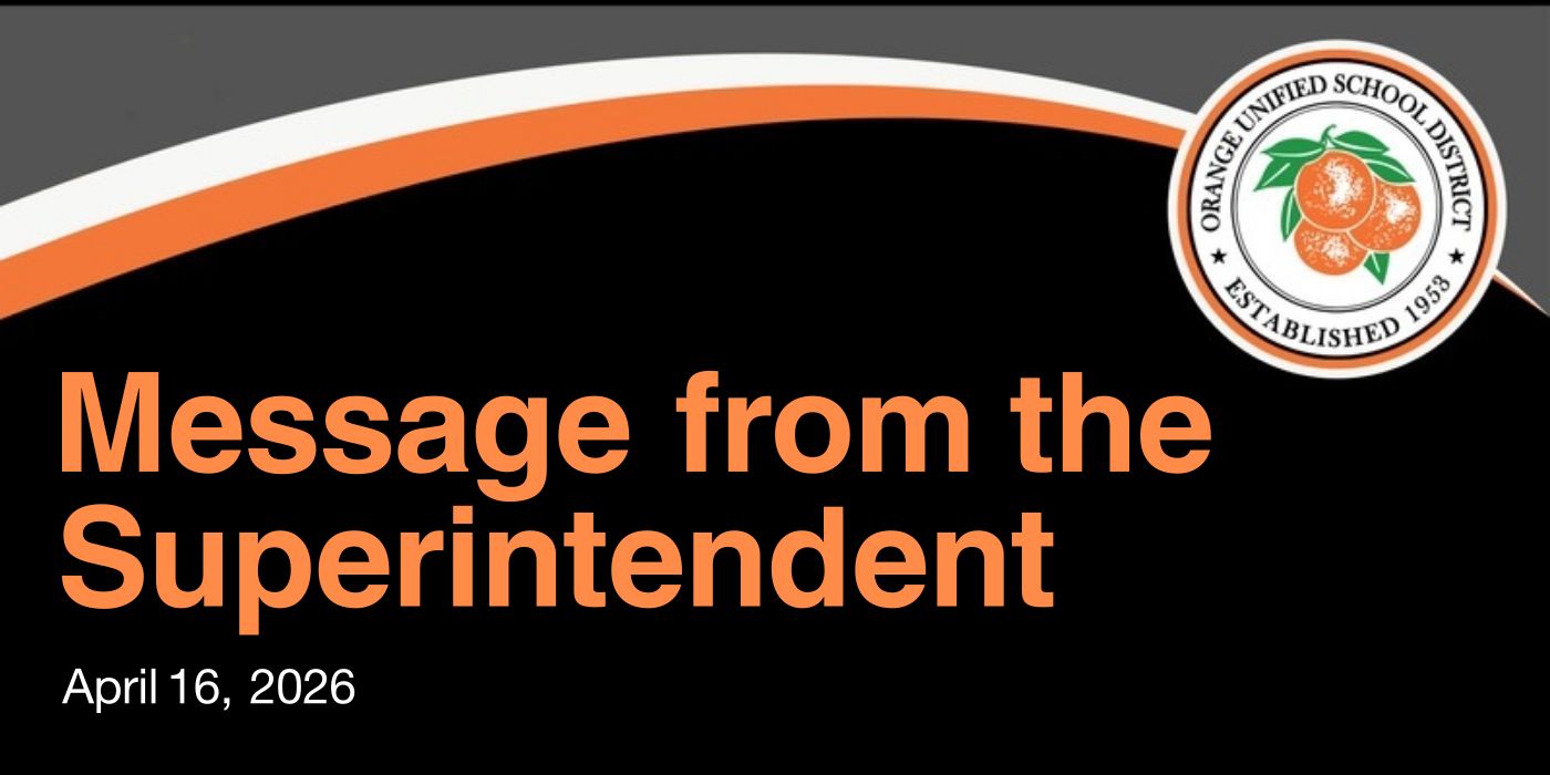 Message from the Superintendent April 16, 2026