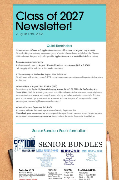 Class of 2027 Newsletter!