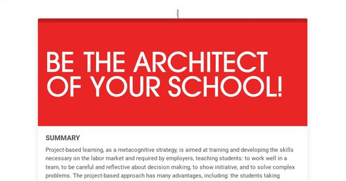 BE THE ARCHITECT OF YOUR SCHOOL!