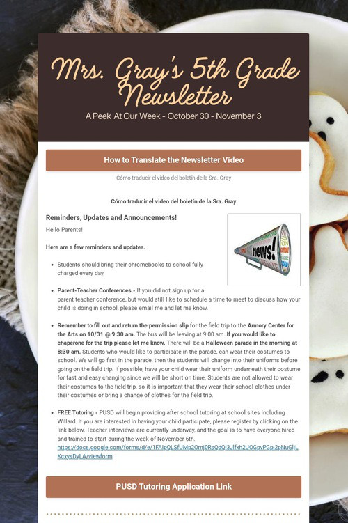 Mrs. Gray's 5th Grade Newsletter