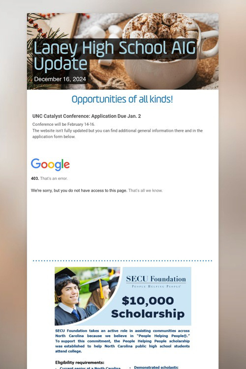 Laney High School AIG Update