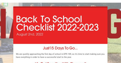 Back To School Checklist 2022-2023