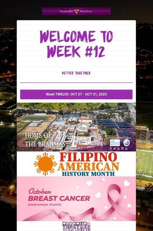 Welcome To Week #12