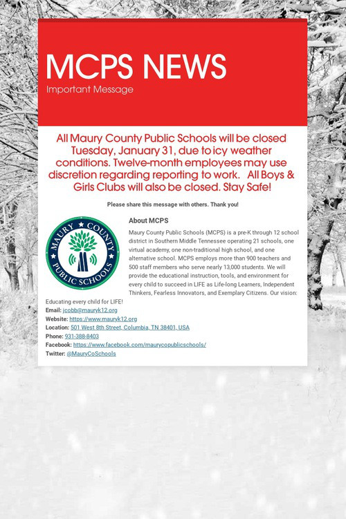 MCPS NEWS