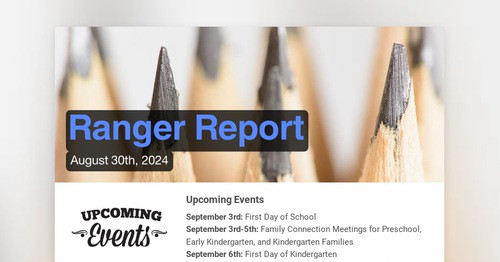 Ranger Report | Smore Newsletters for Education