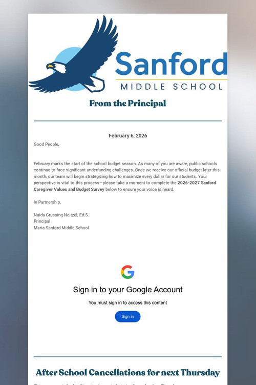 Sanford Family Newsletter