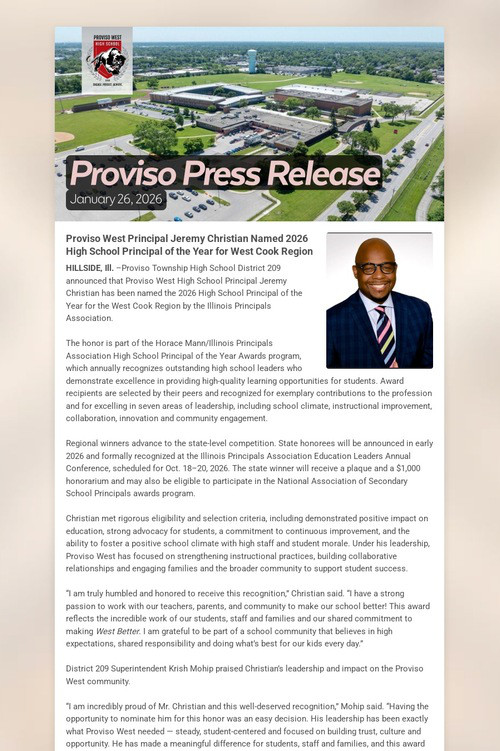 Proviso Press Release
