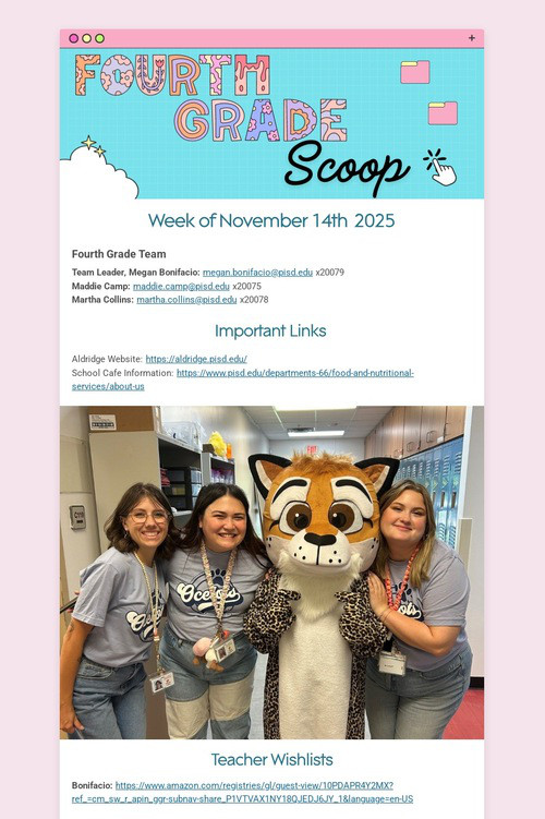 4th Grade Weekly Newsletter