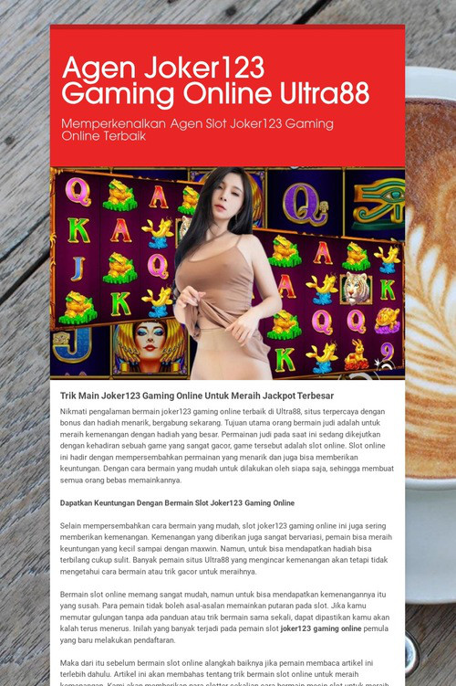 Agen Joker123 Gaming Online Ultra88