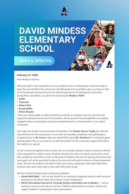 Mindess School Weekly Update