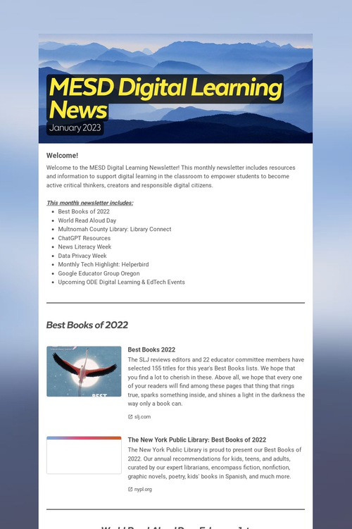 MESD Digital Learning News