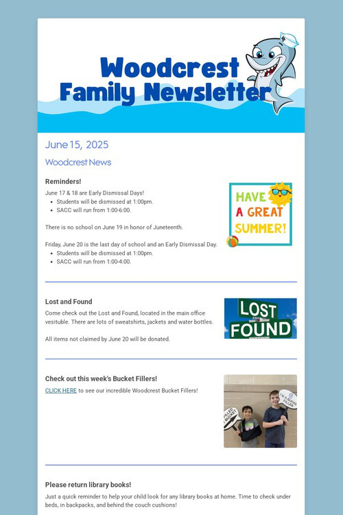 Woodcrest Family Newsletter
