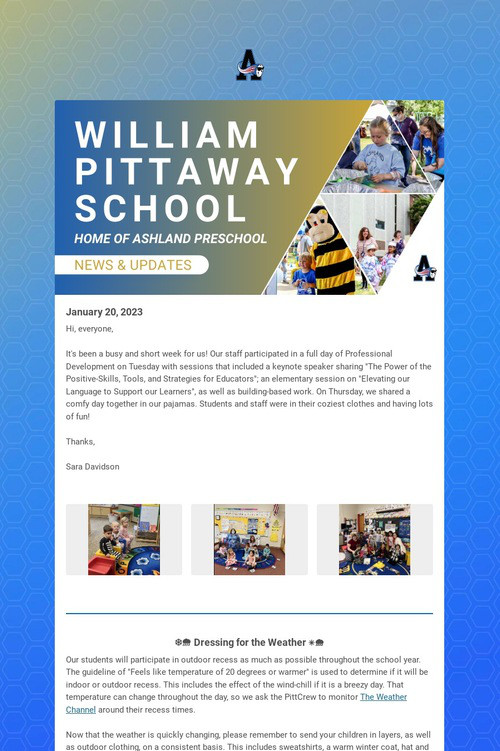 Ashland Preschool Weekly Update