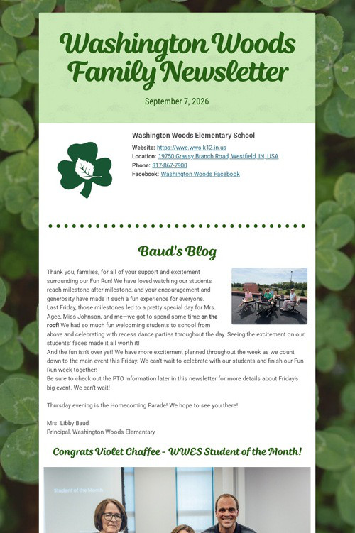 Washington Woods Family Newsletter