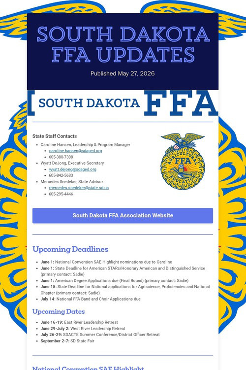 South Dakota FFA Updates