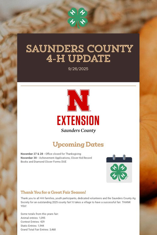Saunders County 4-H Update