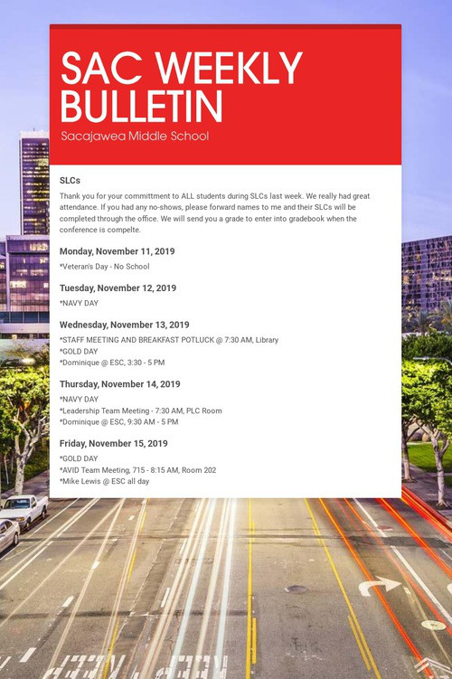 SAC WEEKLY BULLETIN