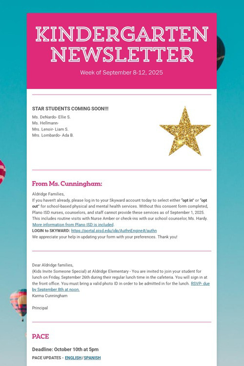 Kindergarten Newsletter
