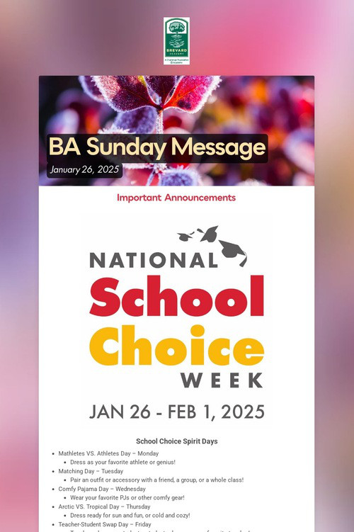 BA Sunday Message
