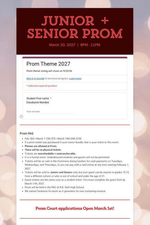 Junior  + Senior Prom