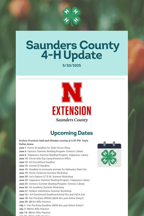 Saunders County 4-H Update