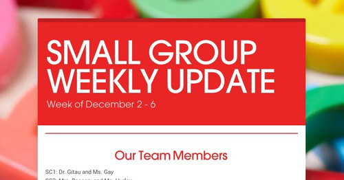 SMALL GROUP WEEKLY UPDATE