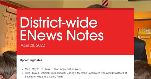 District-wide ENews Notes