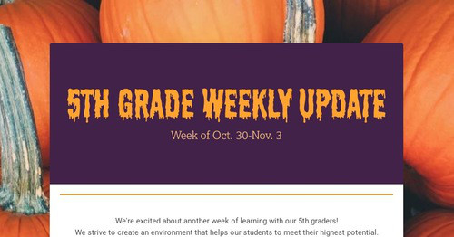 5th Grade Weekly Update