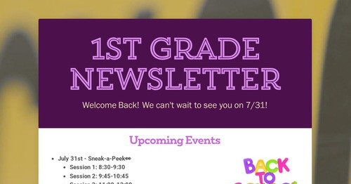 1st Grade Newsletter