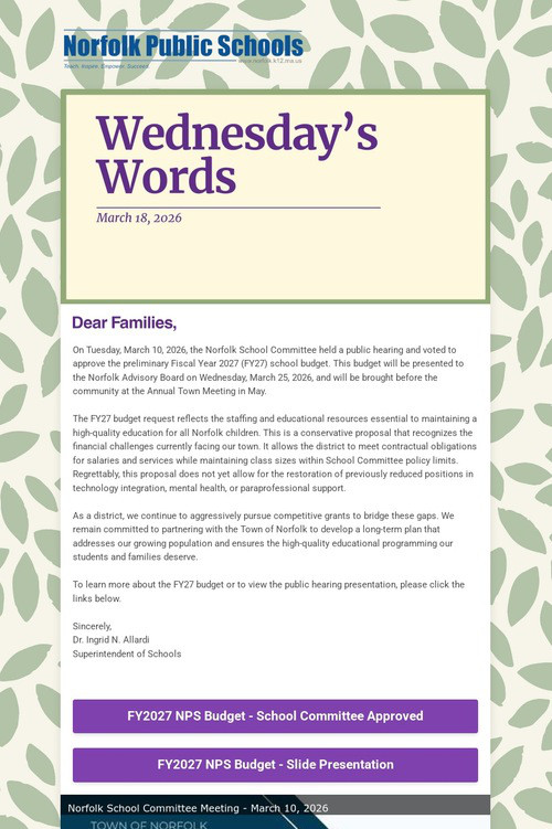 Wednesday's Words