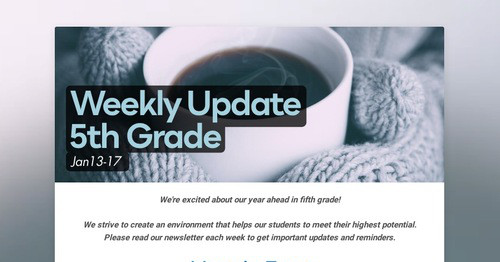 Weekly Update 5th Grade