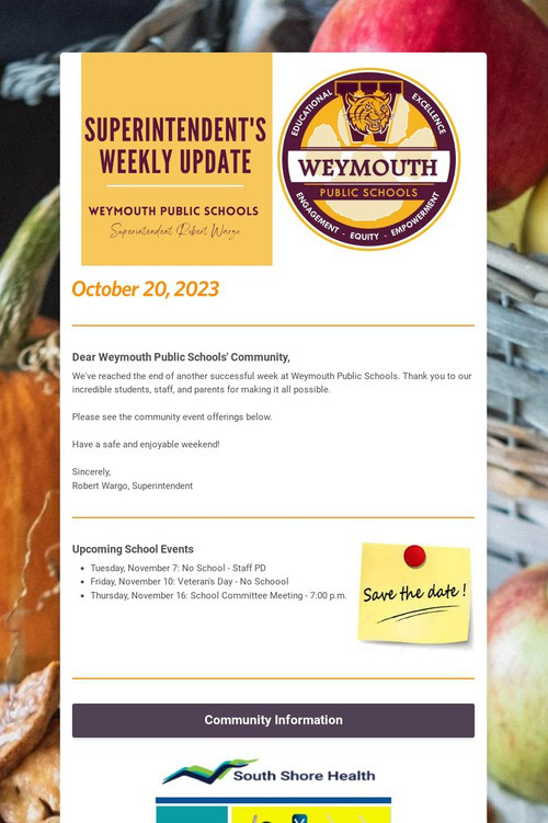 Superintendent's Weekly Update