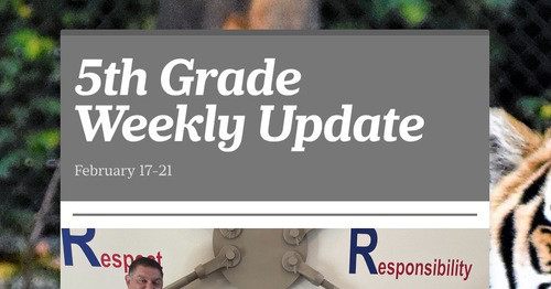 5th Grade Weekly Update