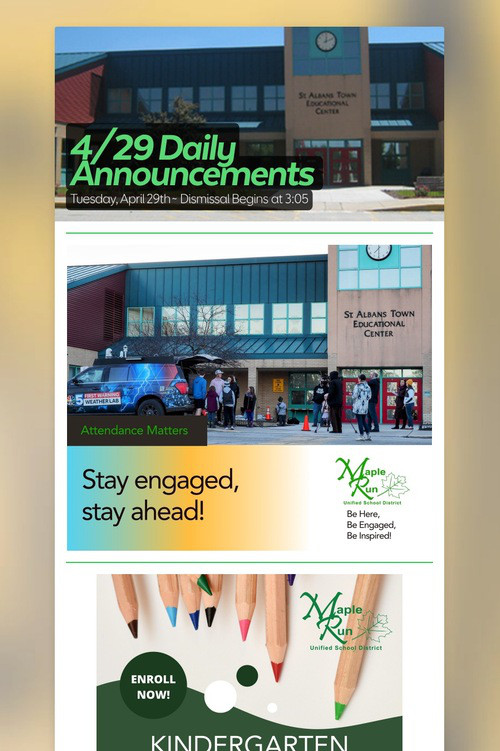 4/29 Daily Announcements