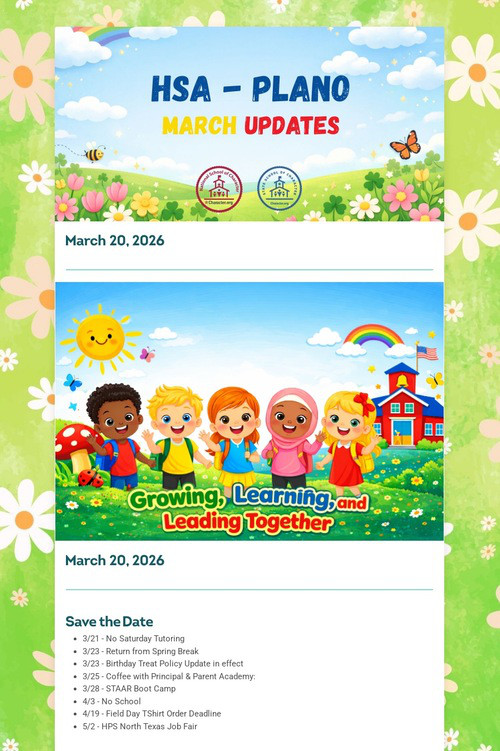 HSA - Plano Weekly Updates