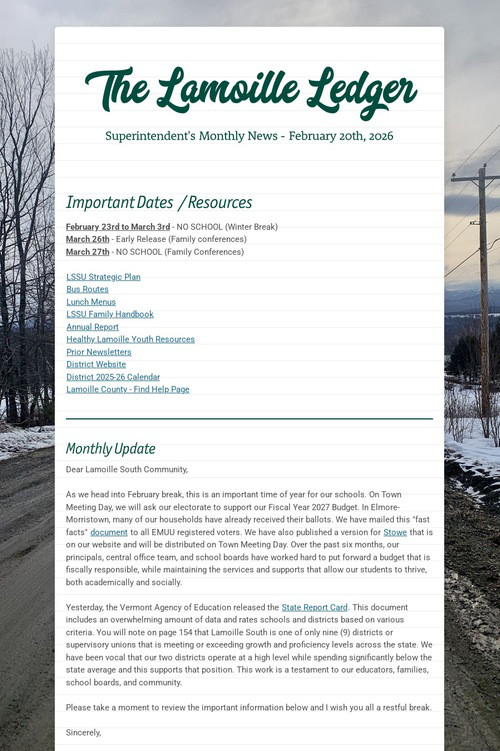 The Lamoille Ledger