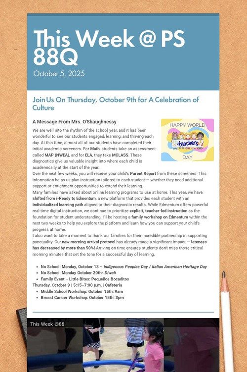 This Week @ PS 88Q