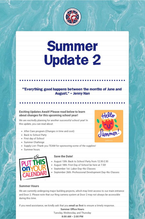 Summer Update 2