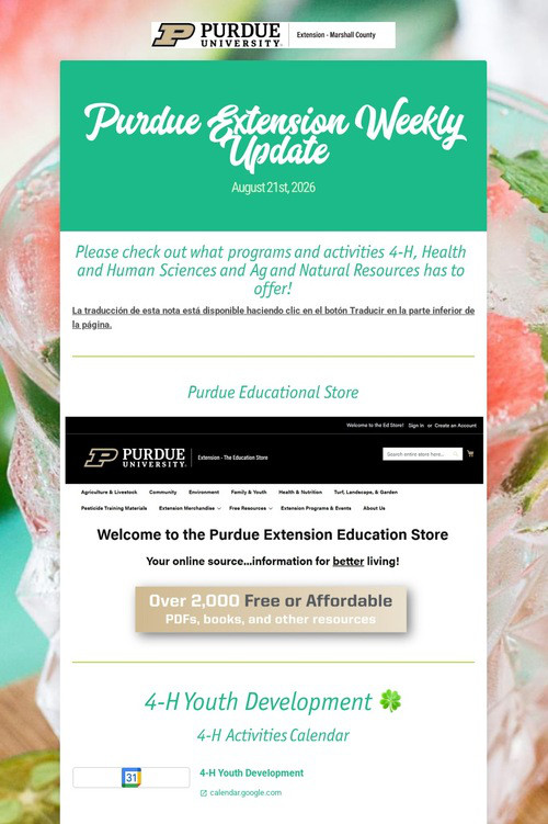 Purdue Extension Weekly Update