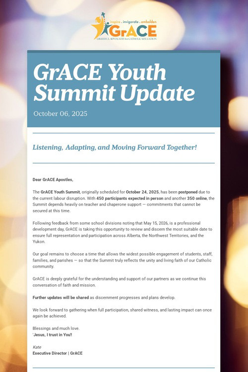 GrACE Youth Summit Update