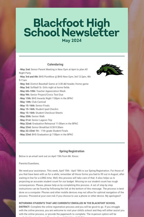 Blackfoot High School Newsletter