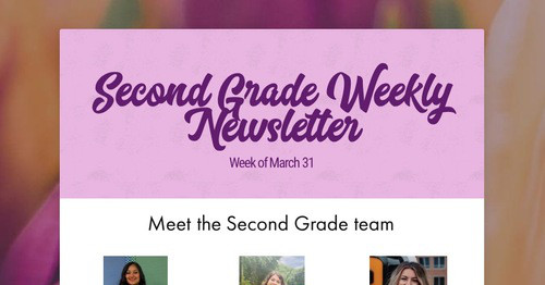 Second Grade Weekly Newsletter