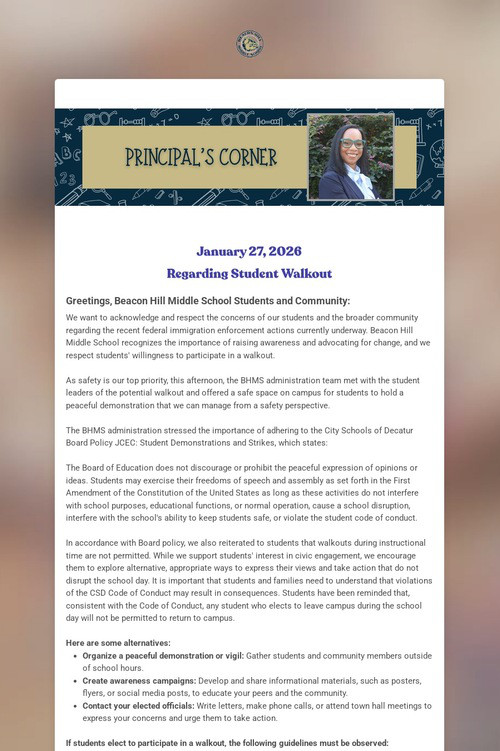 A Message From Principal Glenn