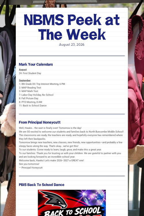 NBMS Peek at The Week