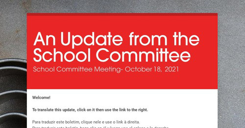 An Update from the School Committee