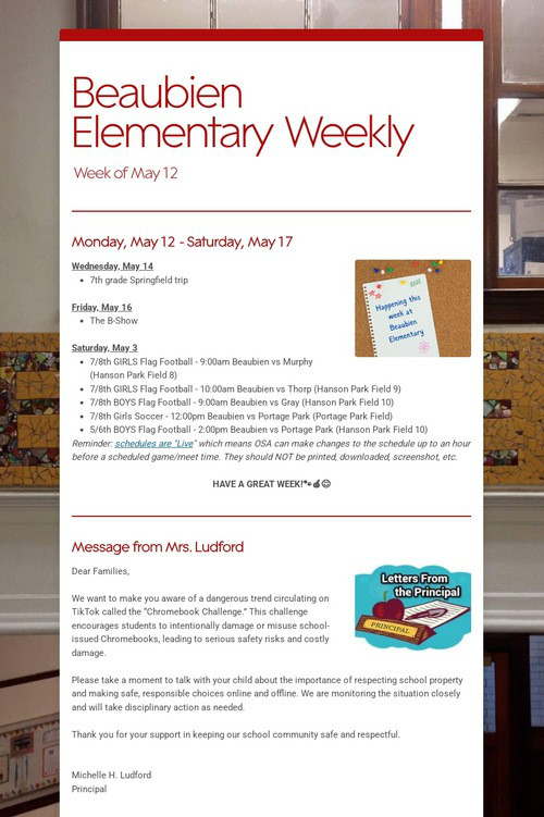 Beaubien Elementary Weekly
