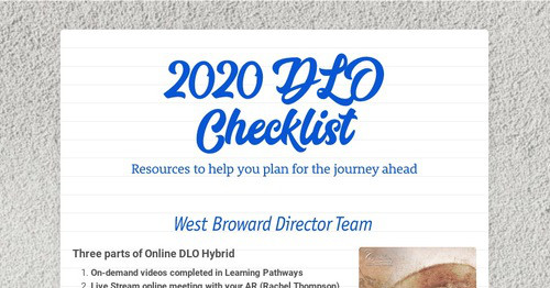 2020 DLO Checklist | Smore Newsletters