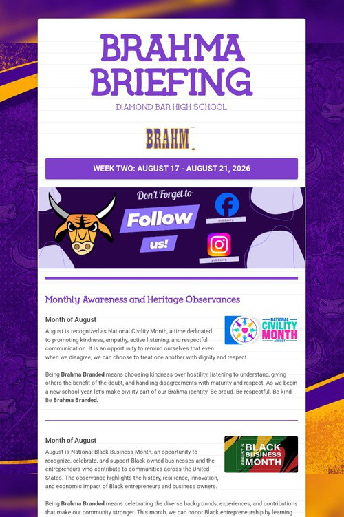 Brahma Briefing Week 2