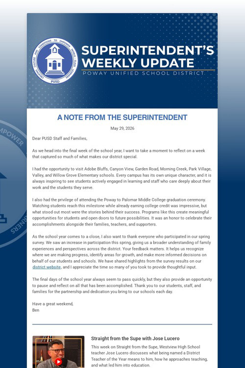 Superintendent's Weekly Update