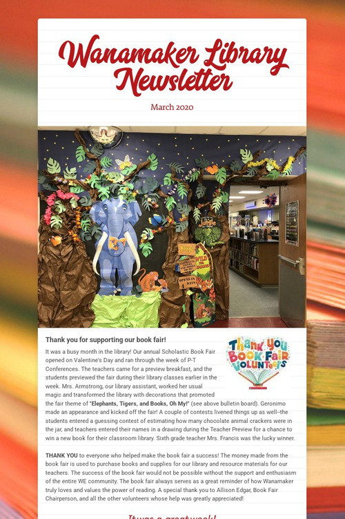 Wanamaker Library Newsletter
